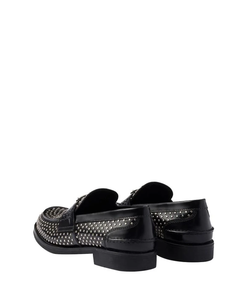 Women's Studded Brushed Leather Loafers