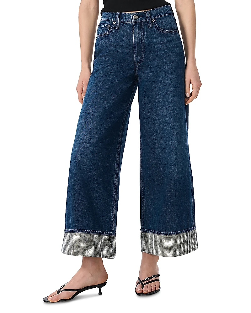 rag & bone Sofie Jewel Cuff High Rise Wide Leg Ankle Jeans