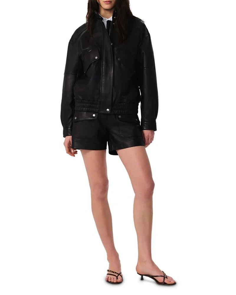 Aria Leather Bomber Jacket