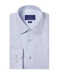 David Donahue Trim Fit Tic Herringbone Dress Shirt