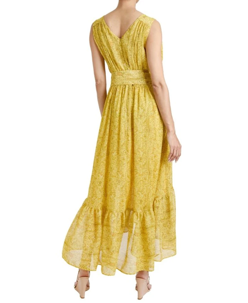 LANITA Sleeveless Fit and Flare Hi Lo Dress Printed Georgette