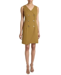 DEE Sleeveless Double Breasted A-Line Dress with Asymmetric Skirt Panel Stretch Cotton
