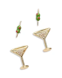 Baublebar Pimento Memento Pave Olive & Martini Stud Earrings, Set of 2