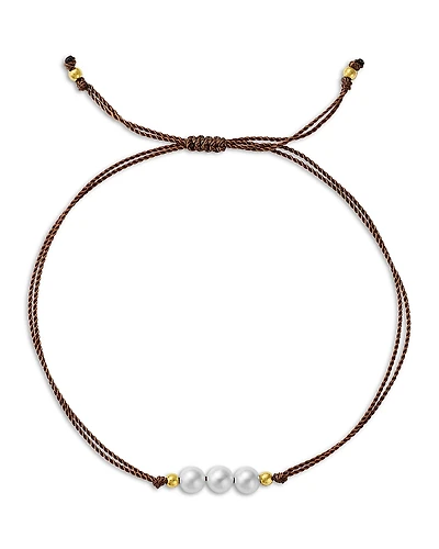 Zoe Chicco 14K Yellow Gold Cultured Freshwater Pearl Trio Cord Slider Bracelet