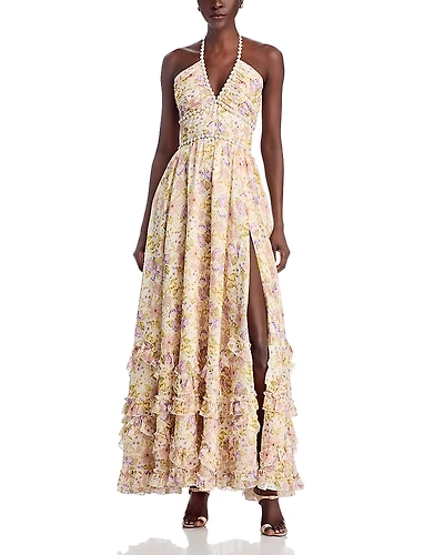 V. Chapman Scarlette Embellished Halter Dress