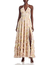 V. Chapman Scarlette Embellished Halter Dress