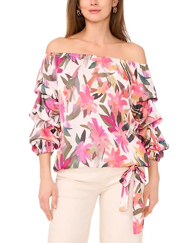 Off Shoulder Balloon Sleeve Top
