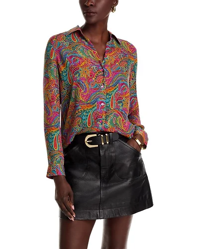Nina Silk Printed Long Sleeve Blouse