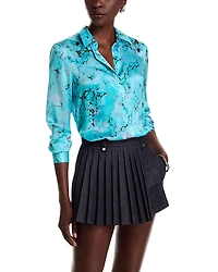L'Agence Tyler Silk Printed Long Sleeve Blouse