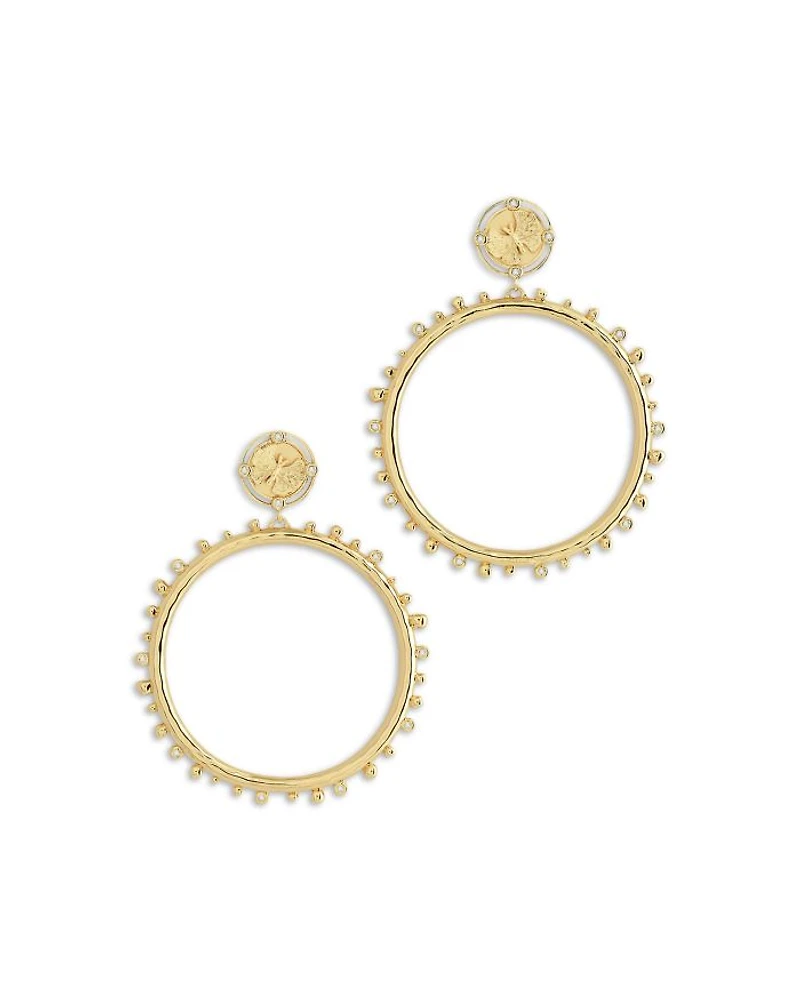 Pavé Butterfly Coin & Hoop Drop Earrings in 18K Gold Plated