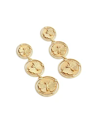 Pavé Butterfly Coin Triple Drop Earrings in 18K Gold Plated