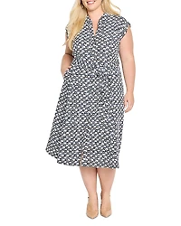 Nic+Zoe Plus Basketweave Print Shirtdress