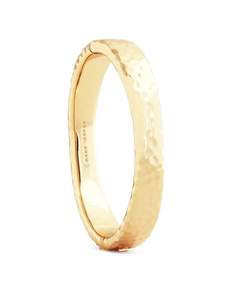 Farrier 18K Yellow Gold Plated or Sterling Silver Wide Hinged Bangle Bracelet