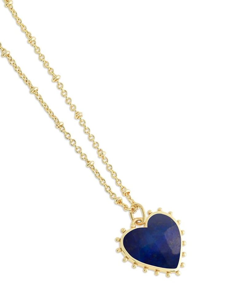 Heart Stone 18K Yellow Gold Plated Necklace, 19"L