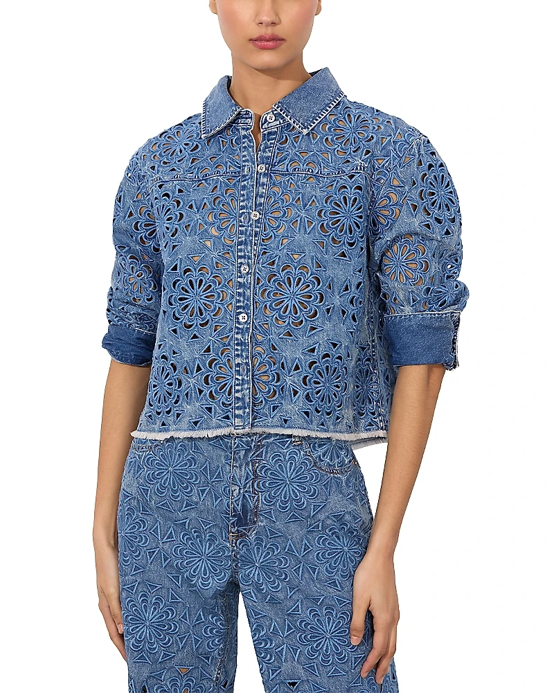 Alice and Olivia Finely Cropped Laser Cut Jacket