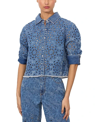 Alice and Olivia Finely Cropped Laser Cut Jacket