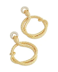 Pavé Ring Holding Serpent Drop Hoop Earrings