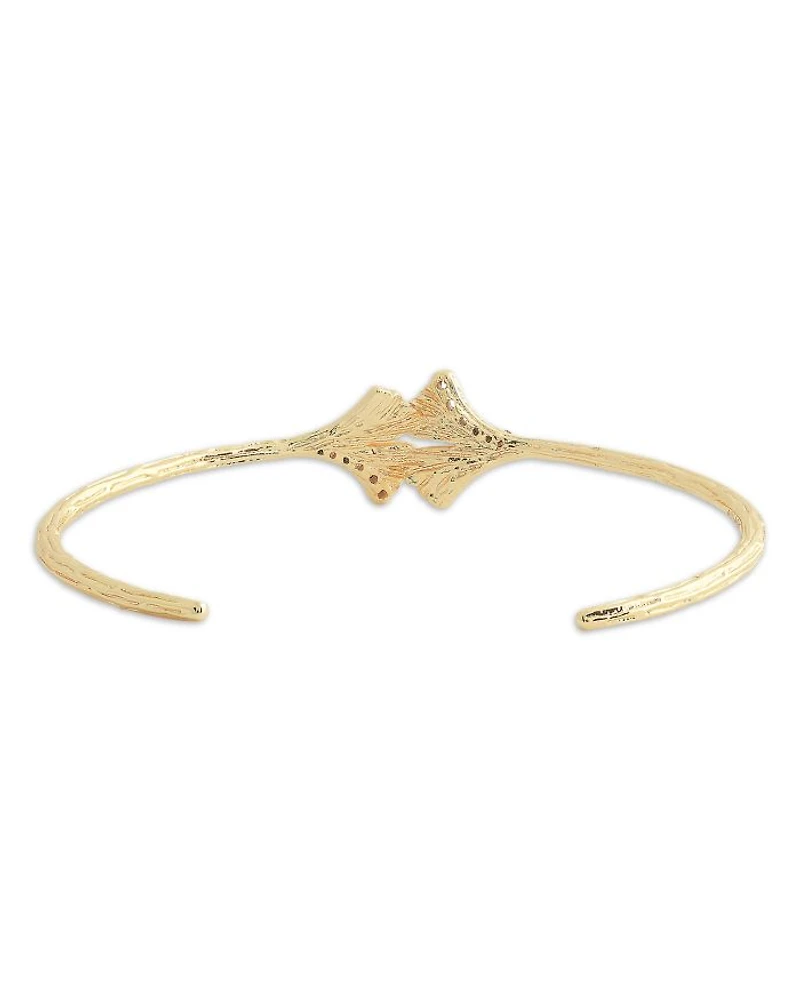 Pavé Ginkgo Leaves Cuff Bracelet
