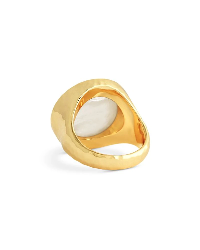 Mother Of Pearl Pegasus Coin Signet Ring