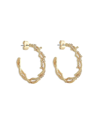 Anabel Aram Pave Coral Hoop Earrings