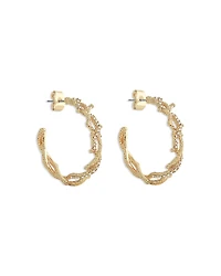Anabel Aram Pave Coral Hoop Earrings