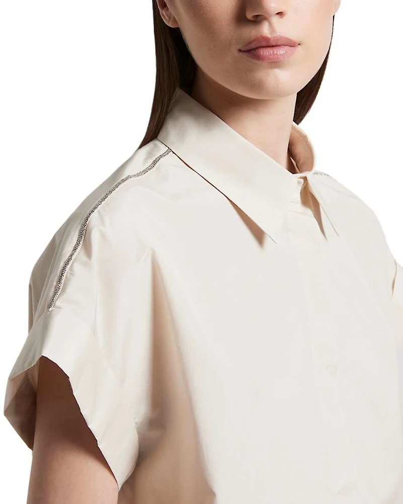 Short Sleeve Hidden Placket Blouse