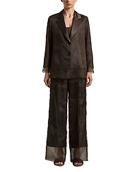 Single Breasted Mesh Overlay Jacket