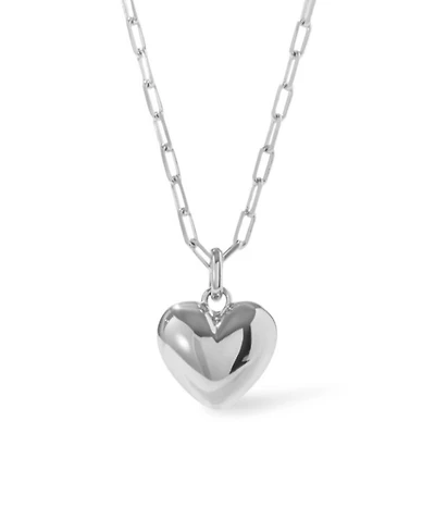 Puffed Heart Lev Silver Necklace