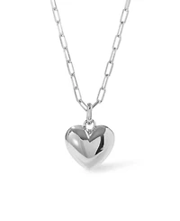 Puffed Heart Lev Silver Necklace