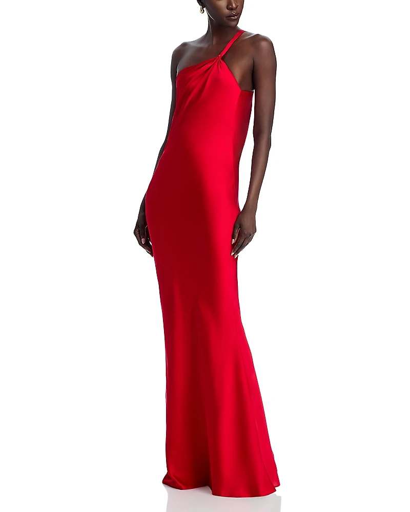 Norma Kamali One Shoulder Open Back Gown