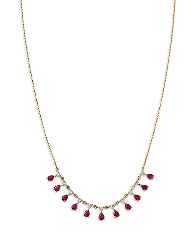Bloomingdale's Fine Collection Ruby & Diamond Droplet Station Necklace