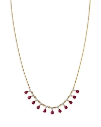 Bloomingdale's Fine Collection Ruby & Diamond Droplet Station Necklace