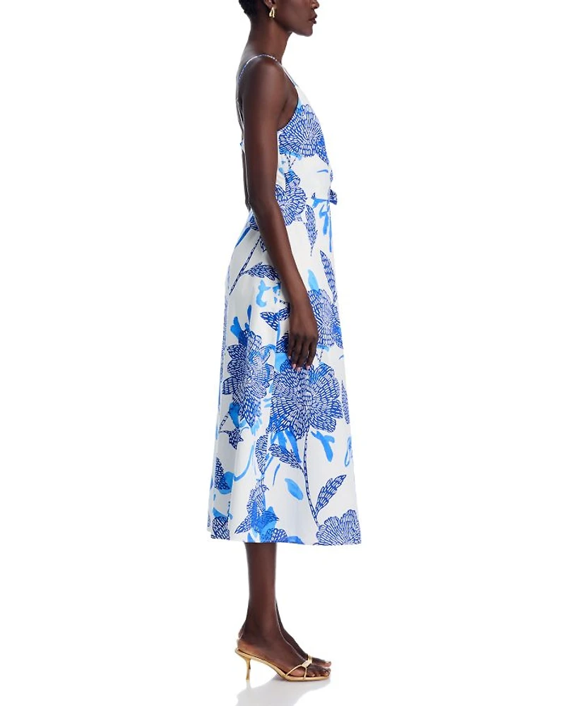 Norma Brushwork Floral Poplin Midi Dress