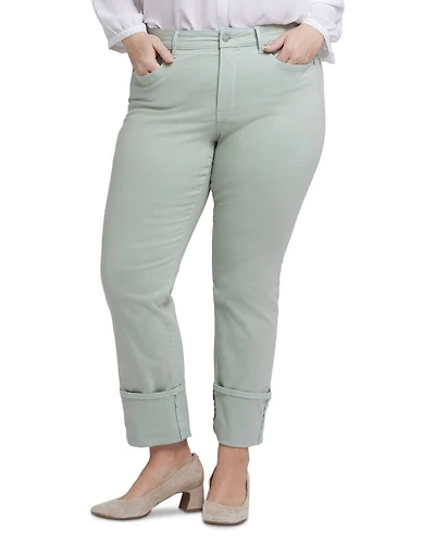 Marilyn Cuffed Straight Jeans Tomatillo