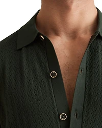 Textured Short Sleeve Button Front Shirt