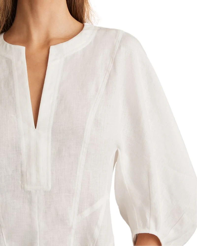 Romi Linen Balloon Sleeved Short Dress