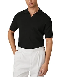 Textured Open Collar Polo Sweater