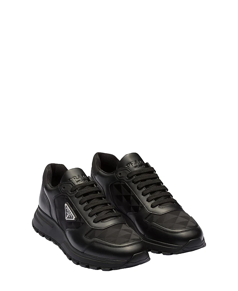 Prada Men's Leather and Re-Nylon High-Top Sneakers