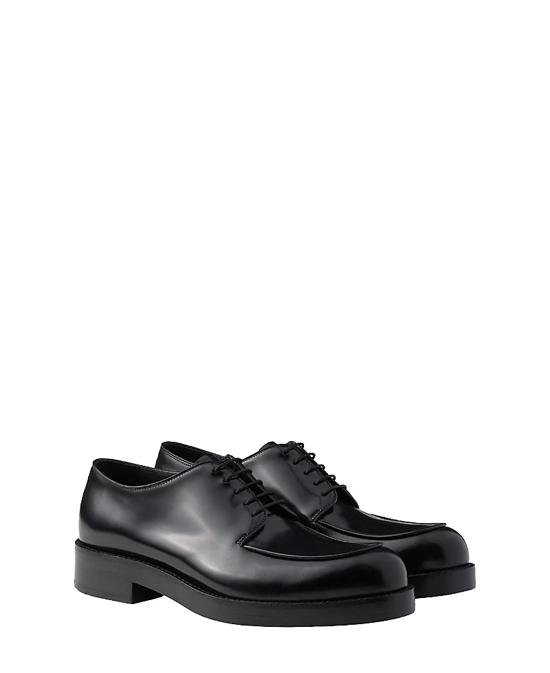 Prada Men's Brushed Leather Derby Shoes