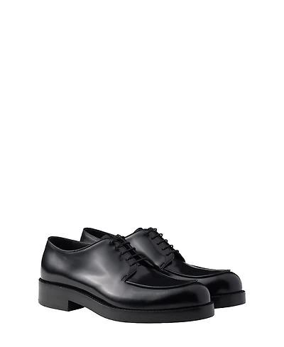 Prada Men's Brushed Leather Derby Shoes