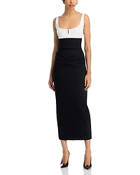 Chiara Boni La Petite Robe Color Blocked Square Neck Midi Dress