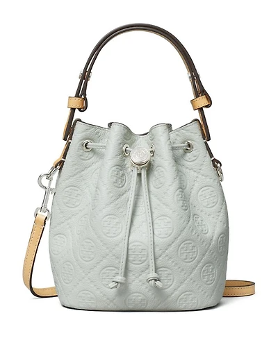 T Monogram Leather Mini Bucket Bag