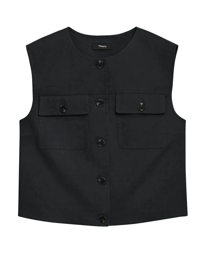 Fitted Sleeveless Linen Vest