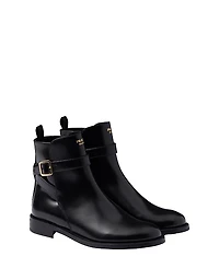 Prada Women's Brushed Leather Ankle Boots with Strap