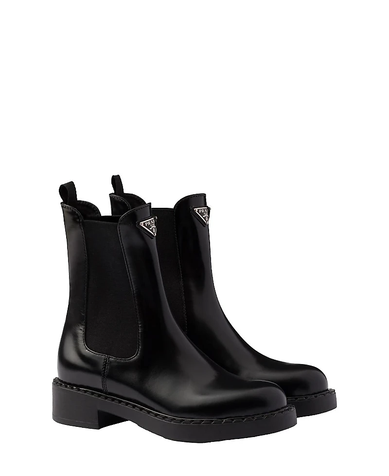 Prada Women's Brushed Leather Chelsea Boots