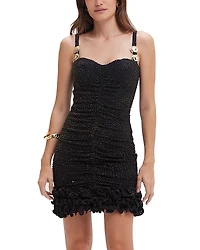 PatBO Gavea Ruched Mesh Mini Dress