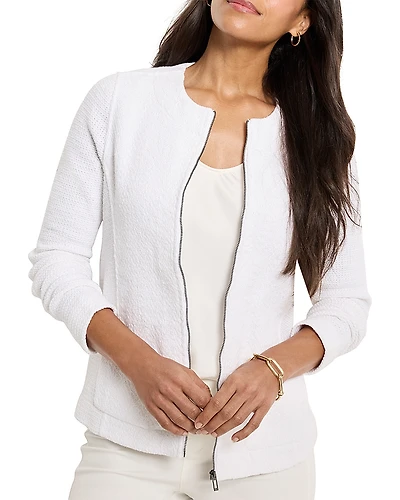 Nic+Zoe Zip Front Mix Knit Jacket