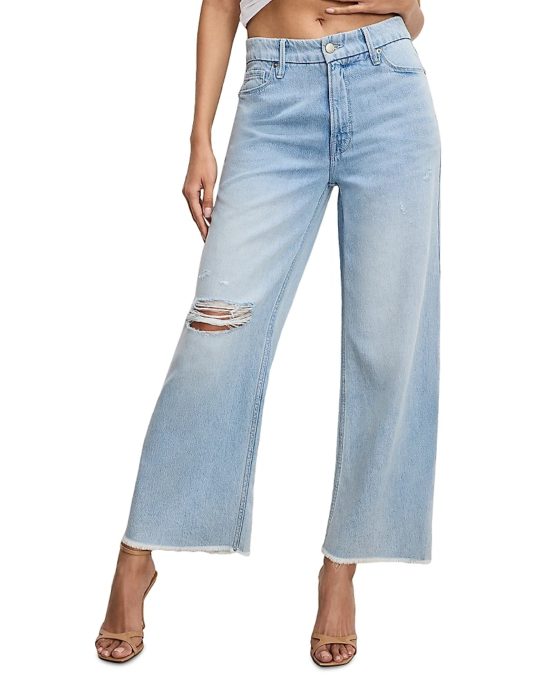 Good American Weightless Skate Wide Cropped Jeans
