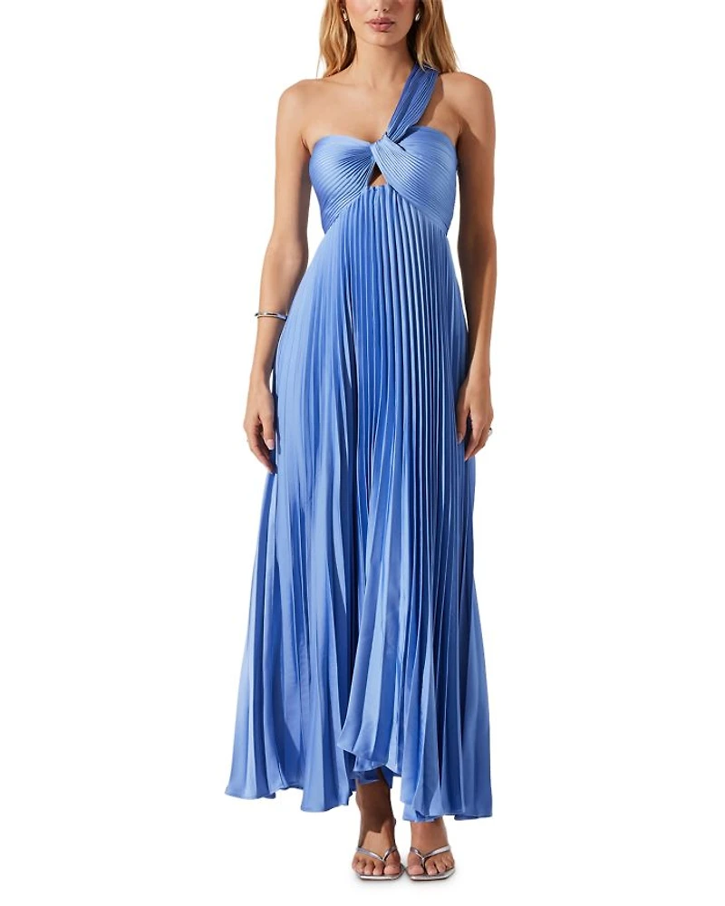 Rasya One Shoulder Pleated Maxi Dress