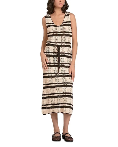 Striped Drawstring Midi Dress
